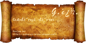 Gubányi Áron névjegykártya
